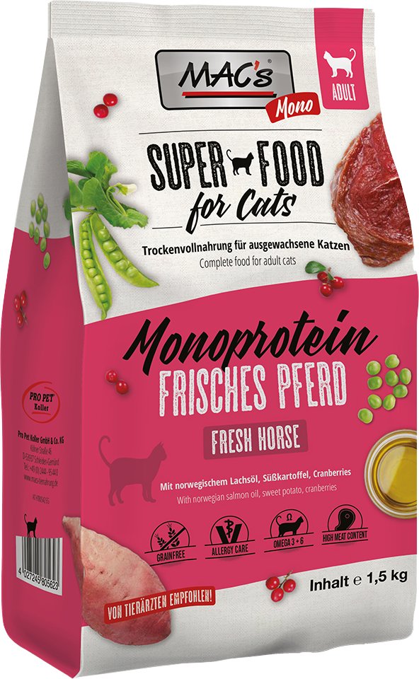 MAC's Superfood for Cats Adult Monoprotein Pferd - 1,5 kg