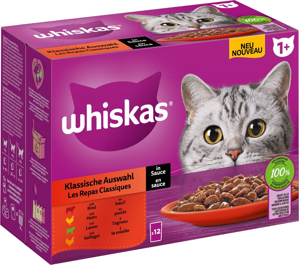 Megapack Whiskas 1+ Adult Frischebeutel 24 x 85 g - Klassische Auswahl in Sauce (24 x 85 g)