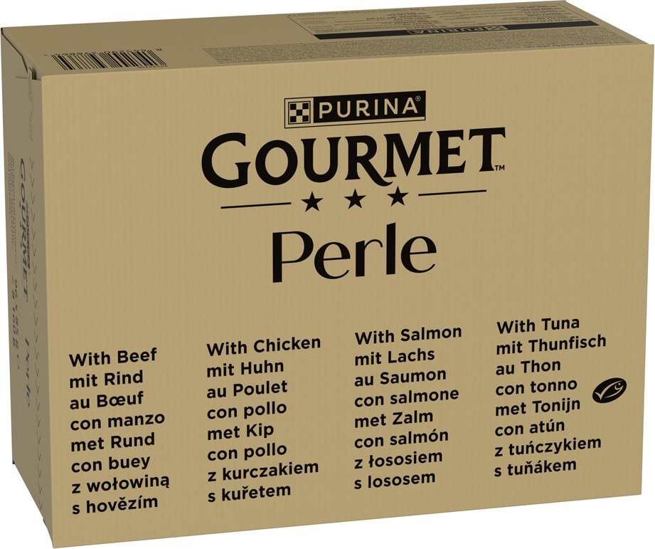 Jumbopack Gourmet Perle 96 x 85 g - Rind, Huhn, Lachs, Thunfisch in Sauce