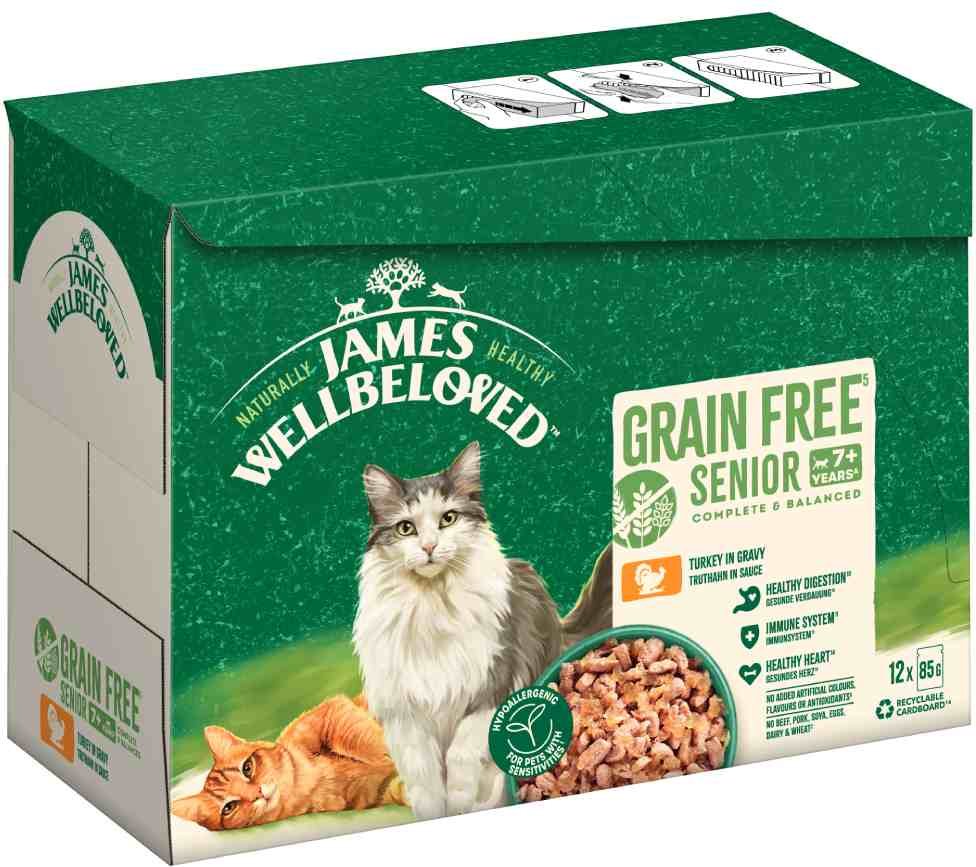 Thumbnail - James Wellbeloved Grain Free Senior Cat Hypoallergenic Truthahn - 12 x 85 g