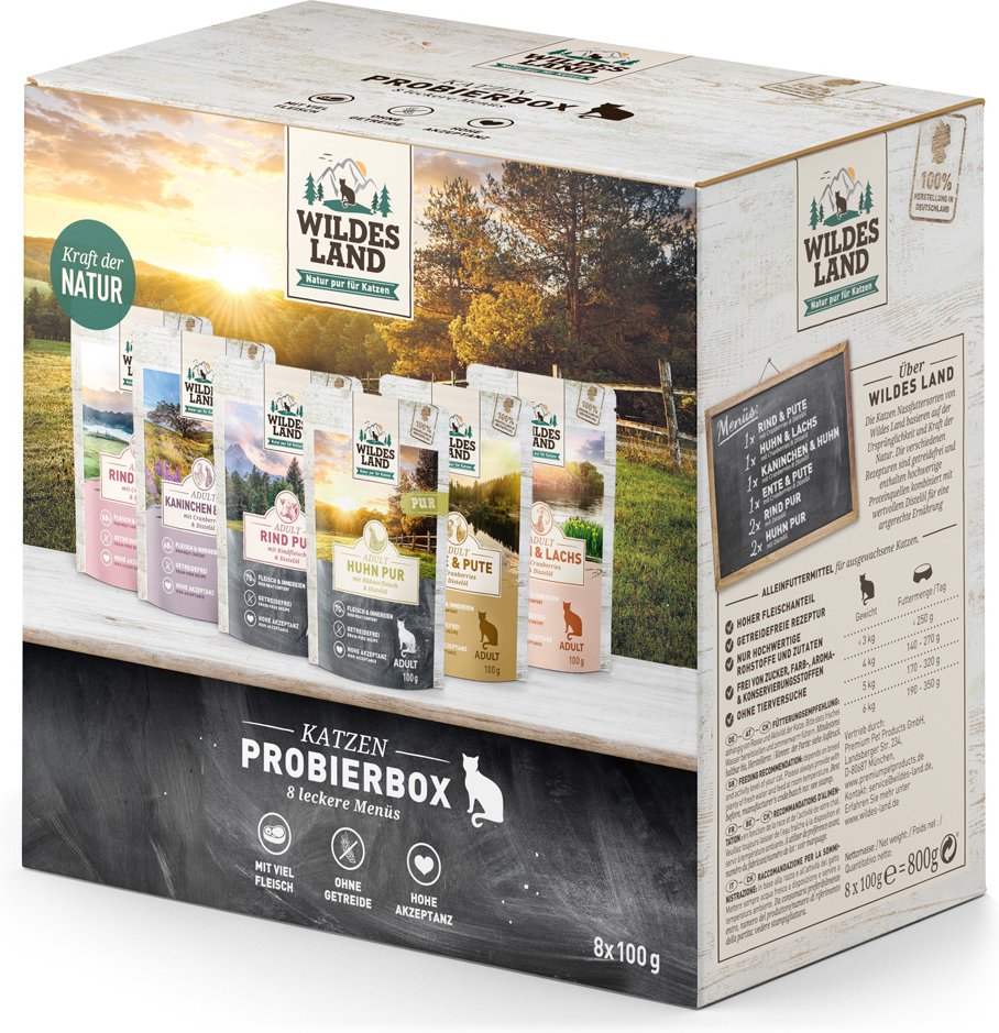 Sparpaket Wildes Land Cat 24 x 100 g - Mixpaket (6 Sorten)