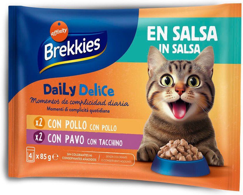 Sparpaket Brekkies Daily Delice 24 x 85 g - Huhn & Truthahn