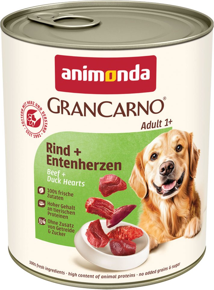 animonda GranCarno Original Adult 6 x 800 g - Rind & Entenherzen