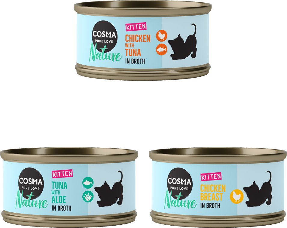 Cosma Nature Kitten 6 x 70 g - Mixpaket (3 Sorten)