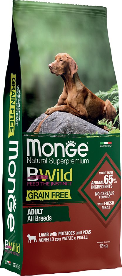 Monge Bwild Grain Free All Breeds Lamm mit Kartoffeln und Erbsen - 12 kg