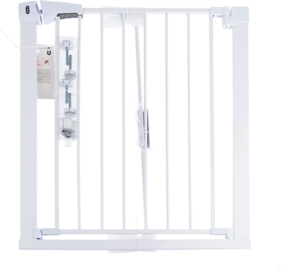 TIAKI Weißes Hundegitter mit 7 cm Verlängerung - Höhe 76 cm, Breite 75 bis 82 cm