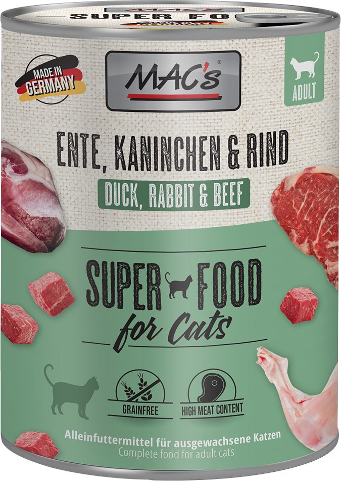 Sparpaket MAC´s Cat 24 x 800 g - Ente, Kaninchen & Rind