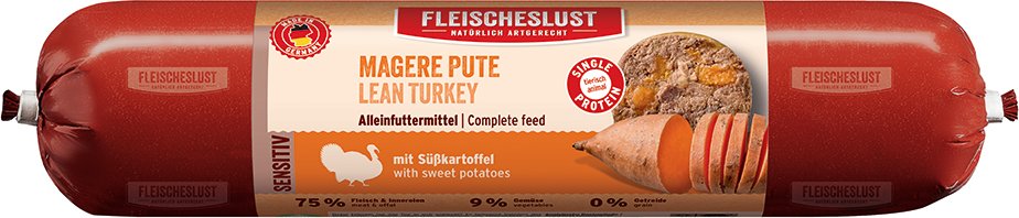 Fleischeslust Sensitiv 6 x 800 g - Magere Pute mit Süßkartoffel