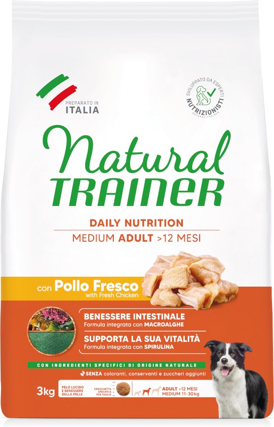 Natural Trainer Adult Medium mit Huhn - Sparpaket: 2 x 3 kg