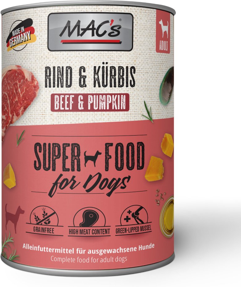 MAC's Adult Superfood 6 x 400 g - Rind & Kürbis