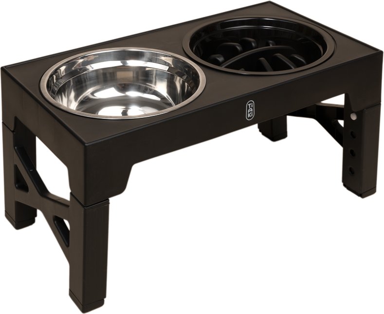 TIAKI 4-fach höhenverstellbarer Doppelnapf - 1,2 l, ca. L 44 x B 23 x H 8 cm