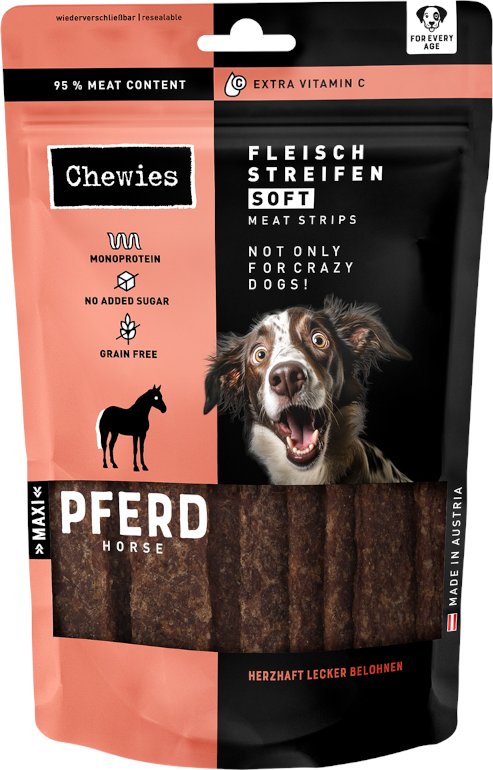 Chewies Fleischstreifen Soft 150 g - Sparpaket: Pferd 3 x 150 g