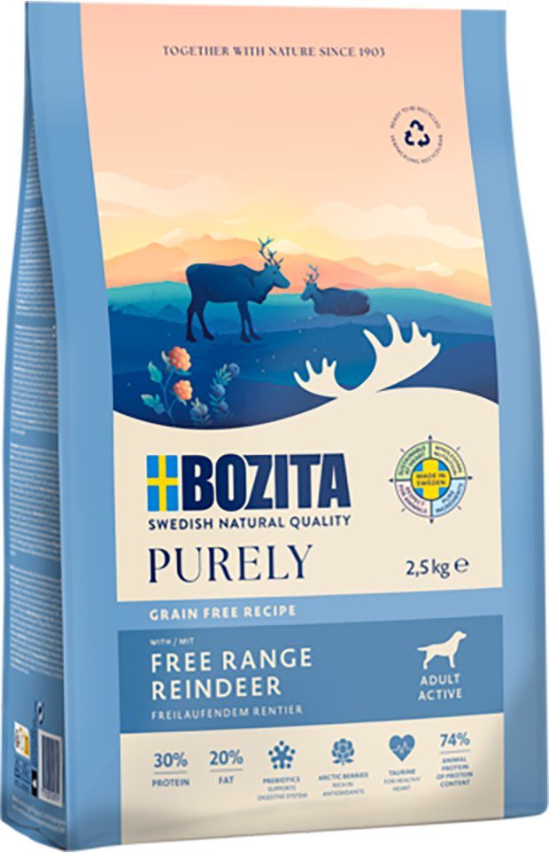 Bozita Dog Purely Adult Active Grain Free Rentier - Sparpaket: 2 x 11 kg