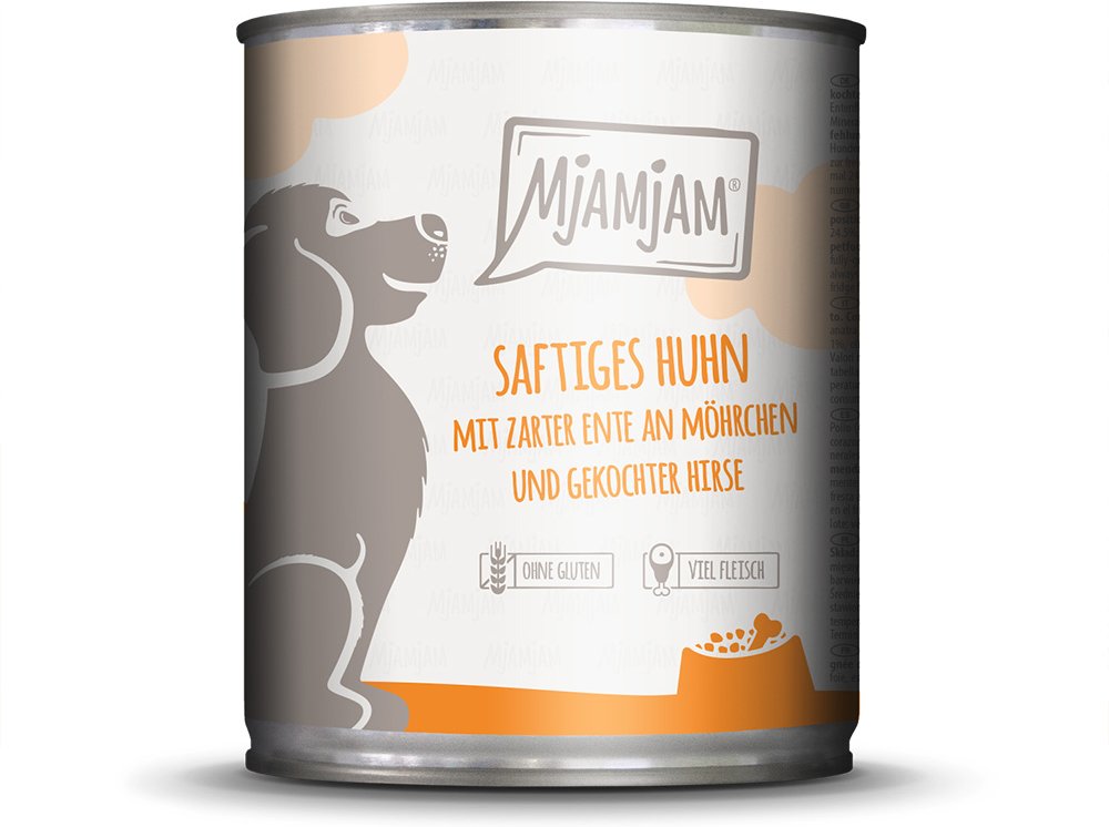 MjAMjAM Adult Hund 6 x 800 g - saftiges Huhn mit zarter Ente