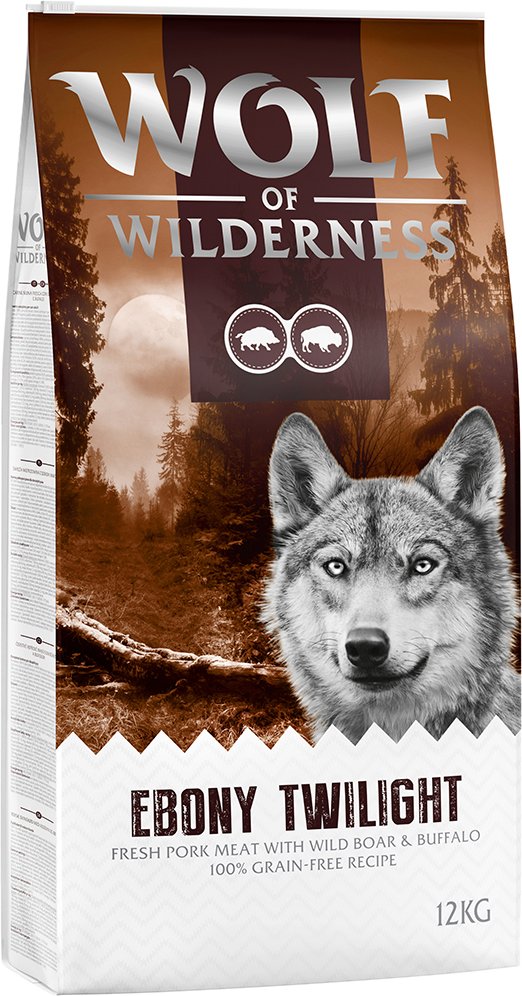 2 x 12 kg Wolf of Wilderness Trockenfutter - getreidefrei - Ebony Twilight - Wildschwein & Büffel