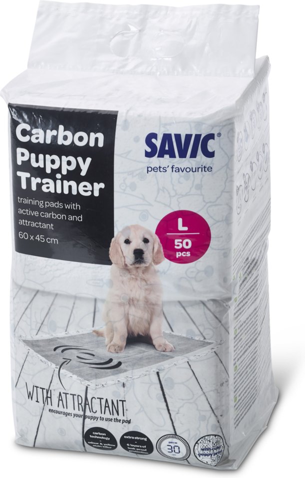 Thumbnail - Savic Puppy Trainer Pads mit Aktivkohle - Large: L 60 x B 45 cm, 50 Stück
