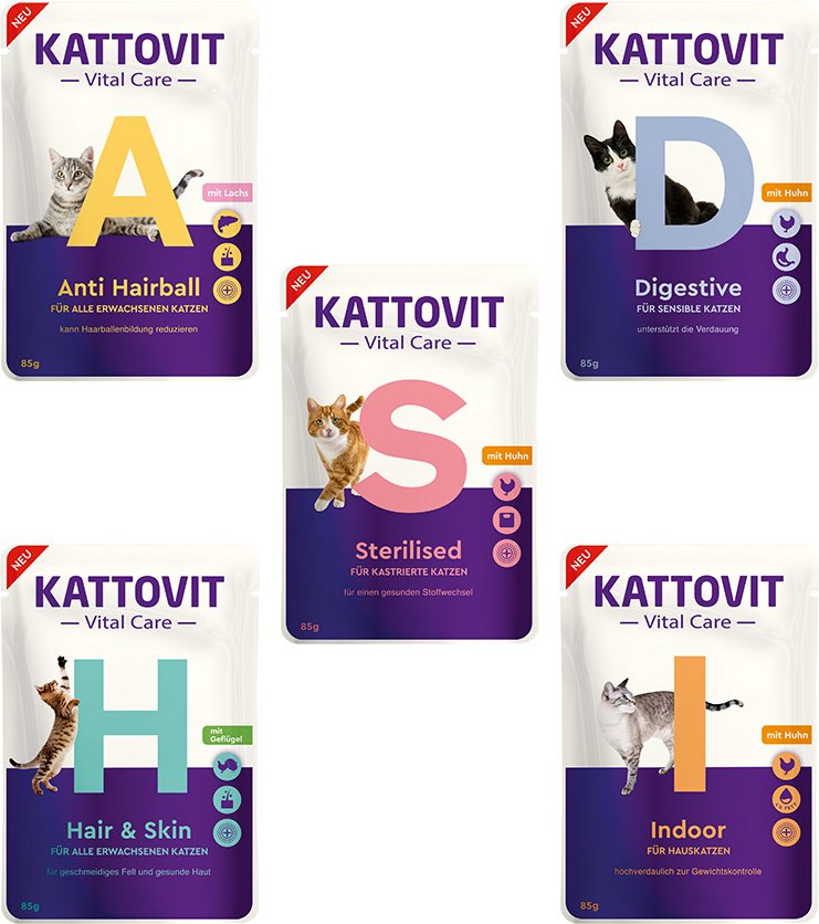 Kattovit Vital Care Probierpaket - 25 x 85 g (5 Sorten)