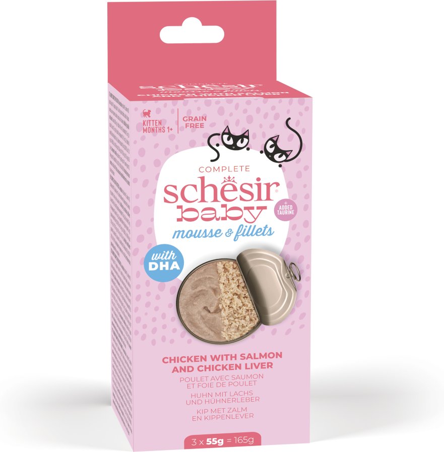 Schesir Baby 36 x 55 g - Huhn mit Lachs und Hühnerleber