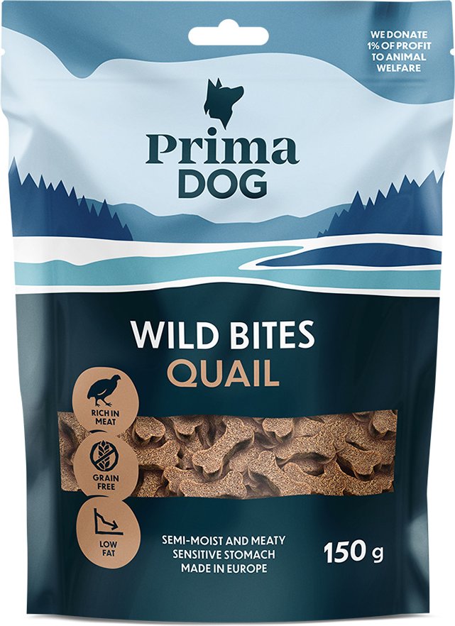 PrimaDog Wild Bites Soft Snack - Wachtel & Weißdorn (4 x 150 g)