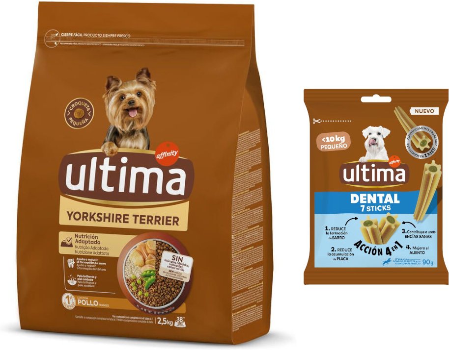 Ultima Mini Trockenfutter + 90 g Dental Sticks Mini gratis! - 2,5 kg Yorkshire Terrier Huhn