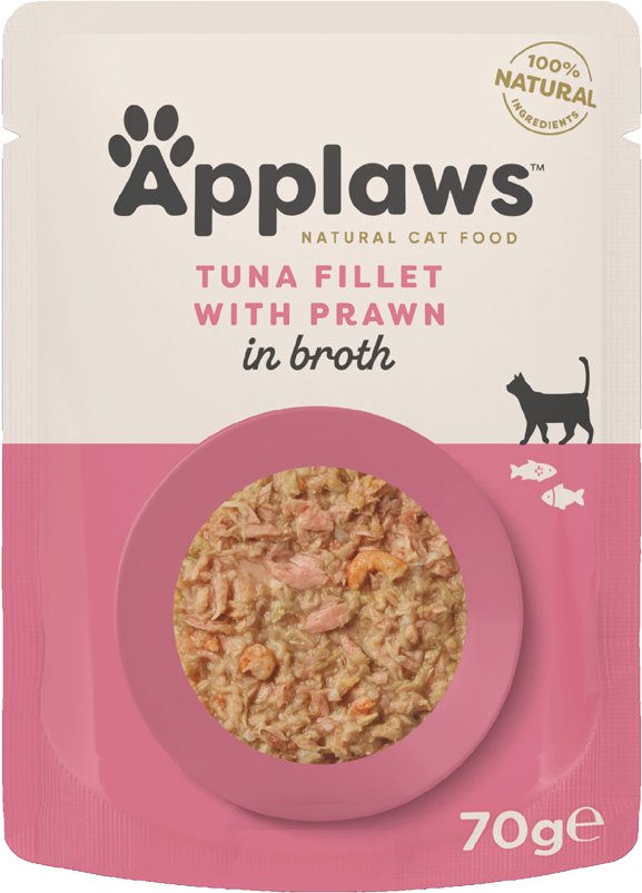 Applaws Cat Natural in Brühe 12 x 70 g - Thunfisch mit Pazifik-Garnelen