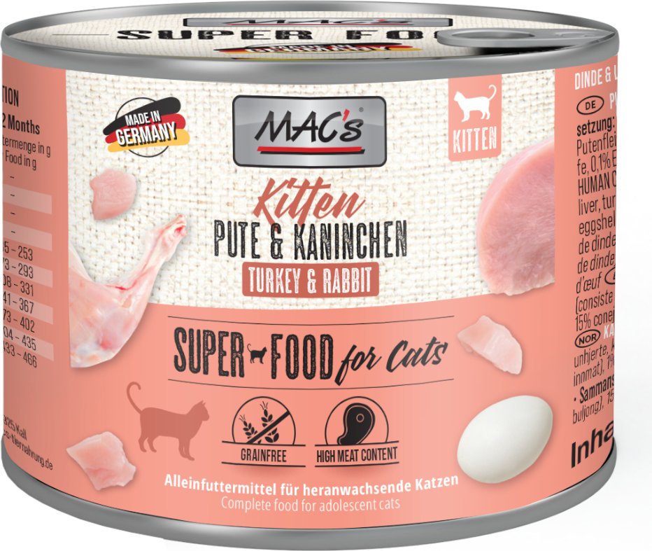 Sparpaket MAC´s Cat 24 x 200 g - Kitten (Pute & Kaninchen)