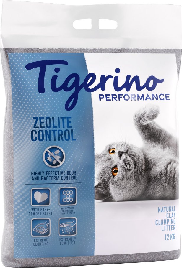 Tigerino Performance Zeolite Control Katzenstreu – Babypuderduft - 12 kg