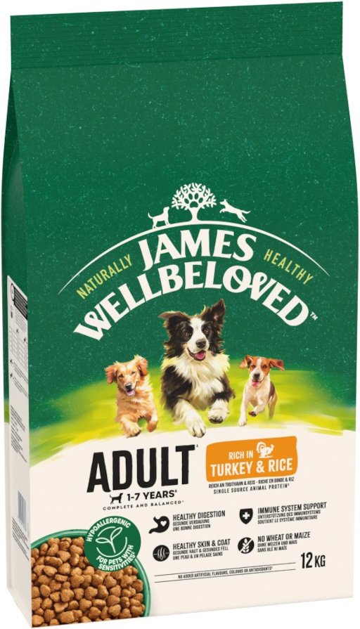 James Wellbeloved Adult Dog Hypoallergenic Truthahn & Reis - Sparpaket: 2 x 12 kg