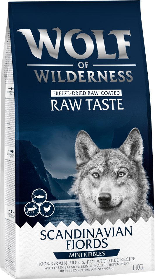 Wolf of Wilderness "Scandinavian Fjords" Rentier, Huhn & Lachs - getreidefrei - 1 kg MINI