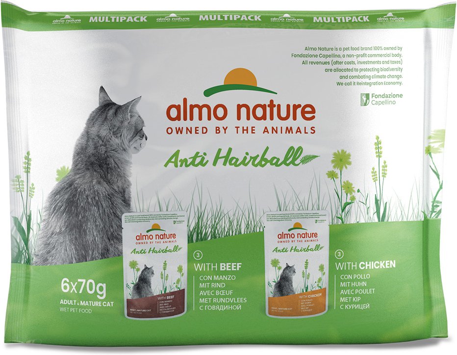 Almo Nature Holistic Anti Hairball 24 x 70 g Huhn & Rind