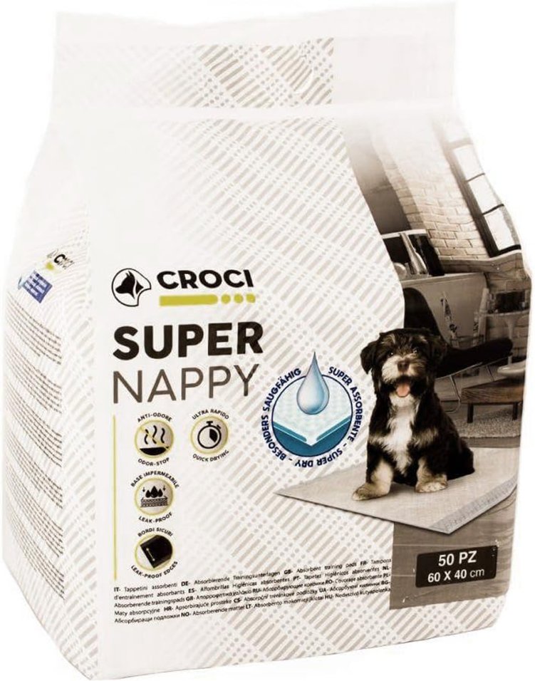 Croci Welpenunterlagen Super Nappy - Doppelpack L 60 x B 40 cm, 2 x 50 Stück
