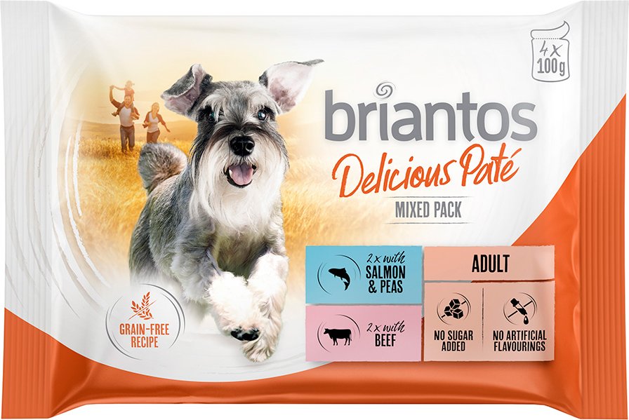 Thumbnail - Briantos Frischebeutel Probiermix 4 x 100 g - Delicious Paté (Lachs & Rind)