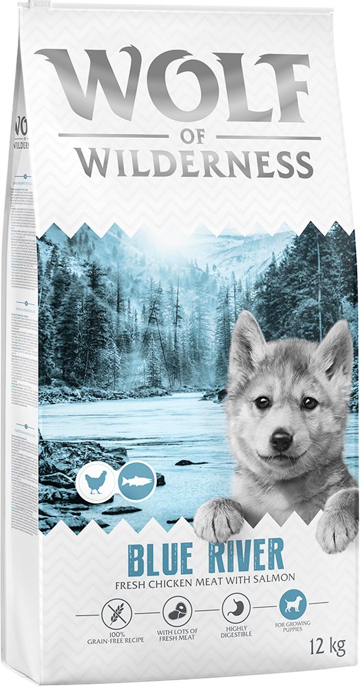Wolf of Wilderness Junior "Blue River" Lachs - getreidefrei - Sparpaket: 2 x 12 kg