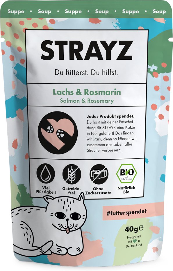 STRAYZ BIO Suppe 14 x 40 g - Bio-Lachs & Bio-Rosmarin