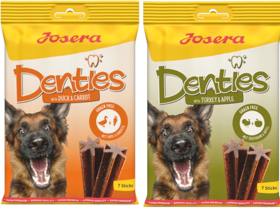 Kombi-Paket Josera Denties Snacks 12 x 180 g - 6 x Ente & Karotte + 6 x Truthahn & Apfel