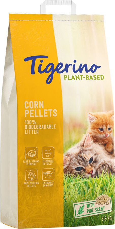Tigerino Plant-Based Mais Katzenstreu - Pinienduft - Sparpaket 2 x 14 l