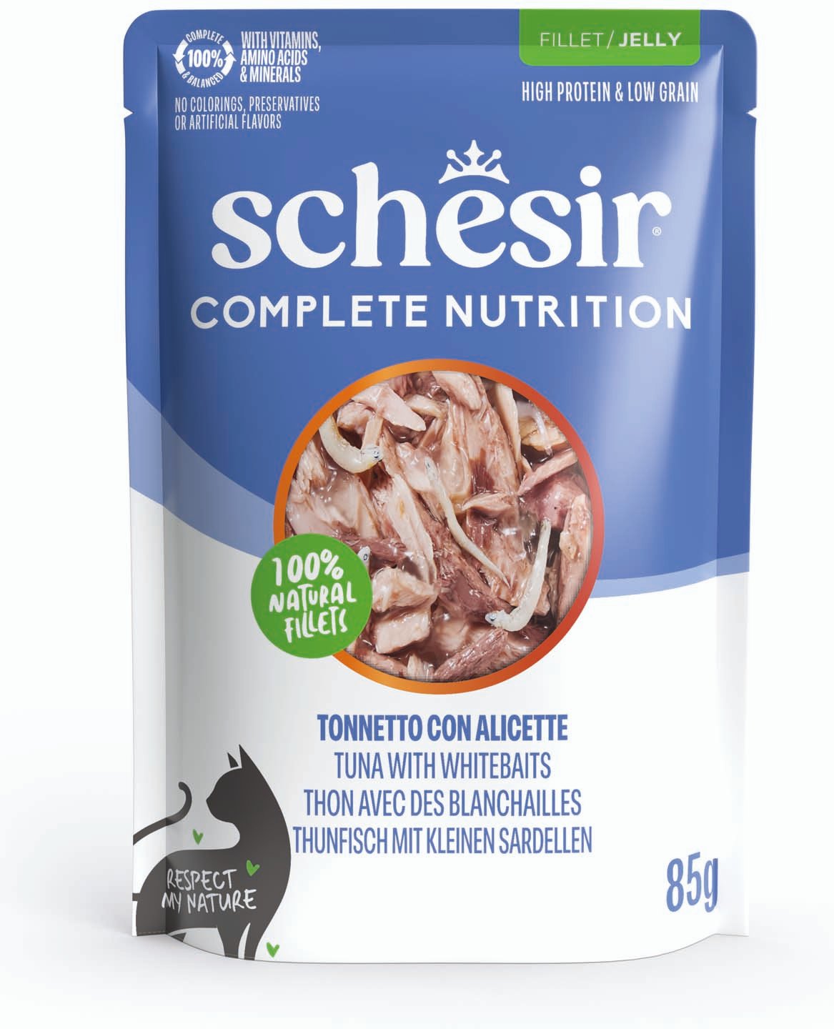 Sparpaket Schesir Complete Nutrition Filet in Gelee 24 x 85 g - Thunfisch mit Weißfisch
