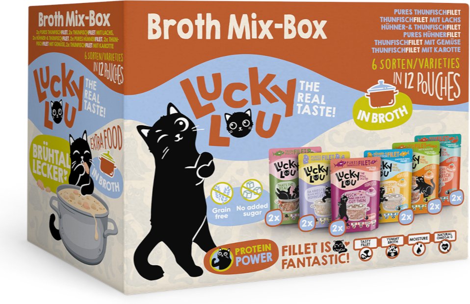 Lucky Lou Extra Food Filet in Brühe 12 x 70 g - Sparpaket: 24 x 70 g Mix-Box