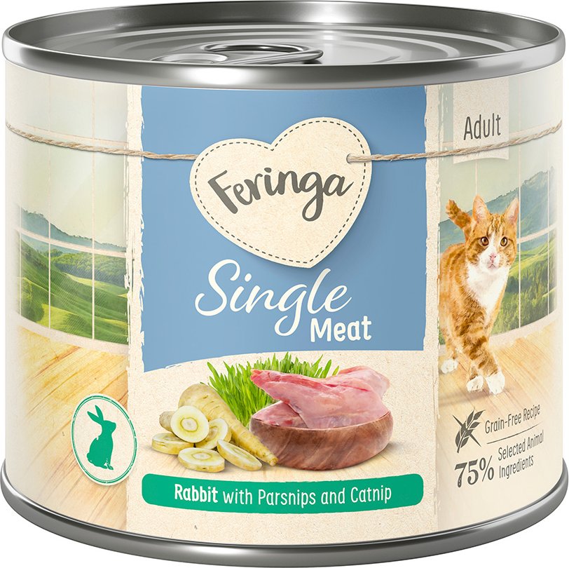 Feringa Single Meat Menü 12 x 200 g - Kaninchen mit Pastinake & Katzenminze