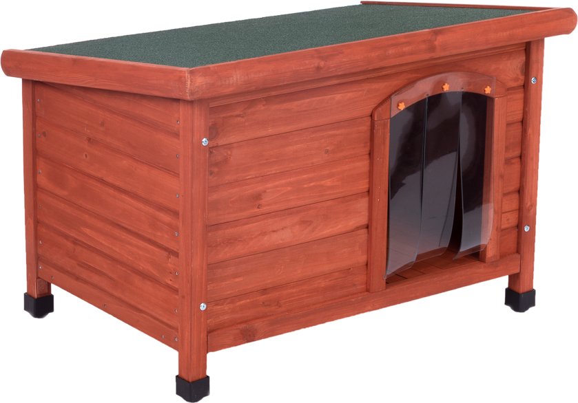 Hundehütte Woody Flachdach - Größe S: B 85 x T 57 x H 58 cm