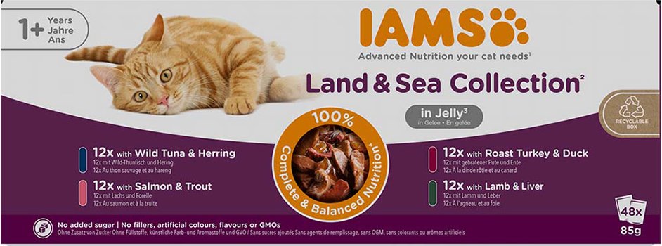 IAMS Advanced Nutrition Adult Land & Sea Mix - Sparpaket: in Gelee (96 x 85 g)