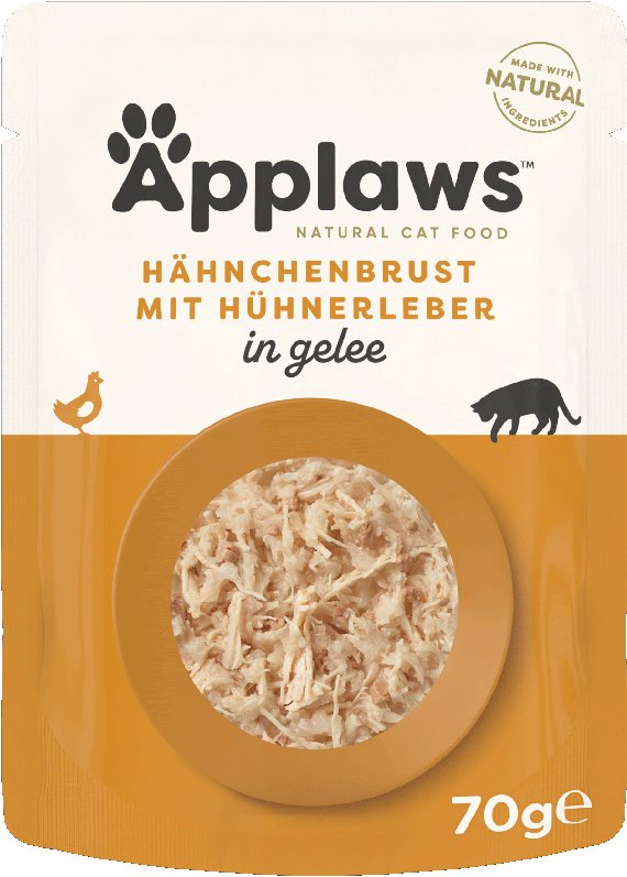 Sparpaket Applaws Pouch in Jelly 32 x 70 g - Huhn mit Leber
