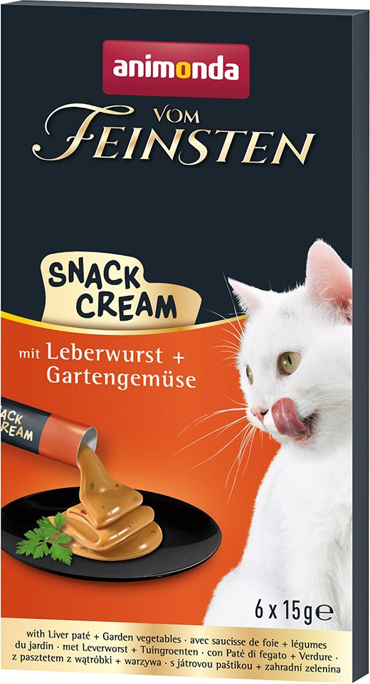 animonda Vom Feinsten Adult Snack-Cream - Sparpaket 24 x 15 g mit Leberwurst + Gartengemüse