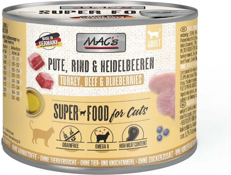 MAC´s Cat 6 x 200 g - Pute, Rind & Heidelbeeren