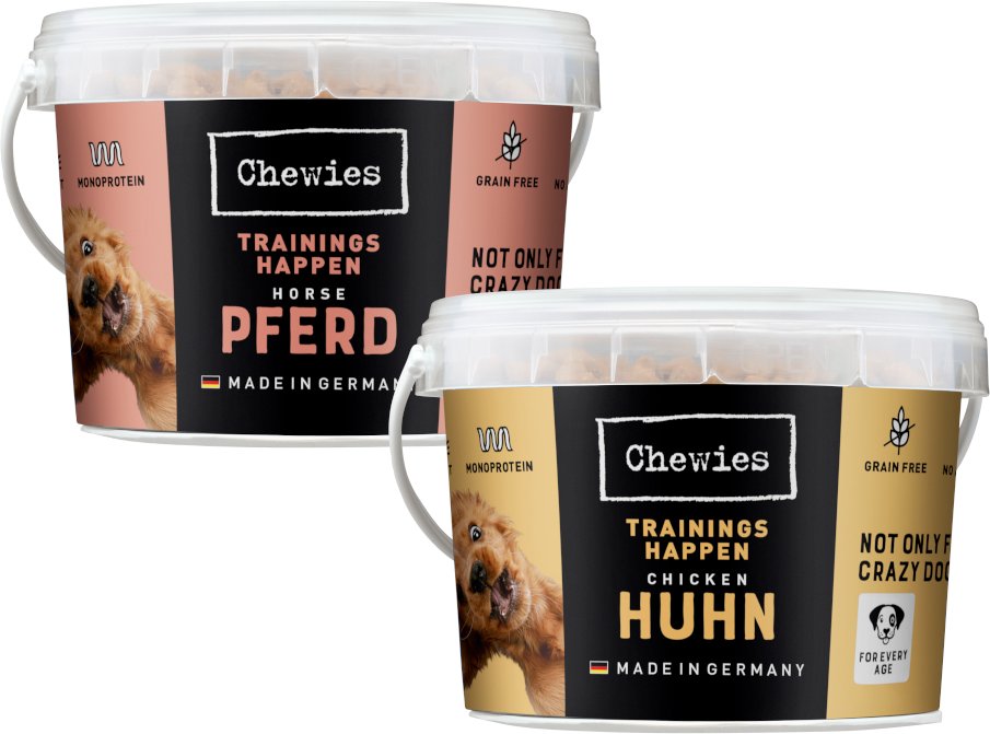 Thumbnail - Chewies Monoprotein Trainingshappen - Mixpaket: 4 x 300 g (2 Sorten)