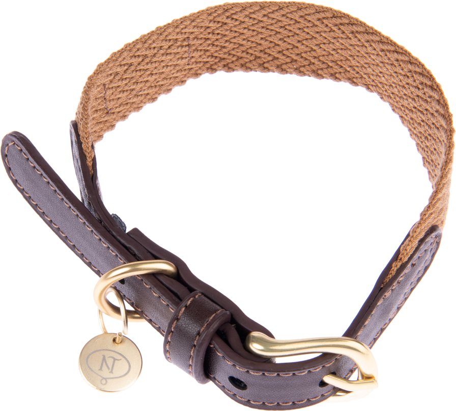 Nomad Tales Bloom Halsband, caramel - Größe M: 40 - 46 Halsumfang, 32 mm breit