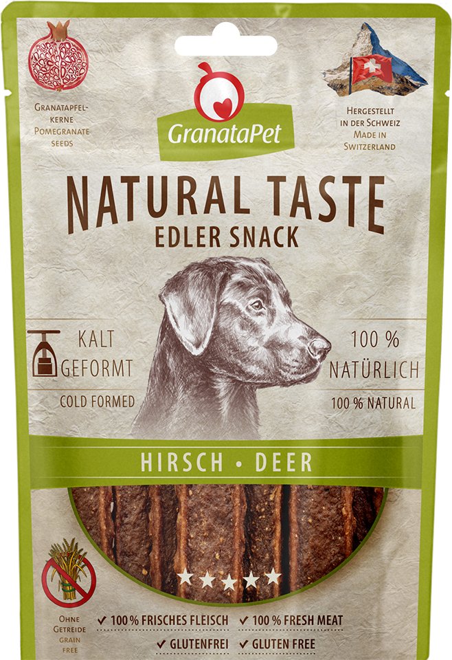 GranataPet Natural Taste Edler Snack - Sparpaket: Hirsch 3 x 90 g