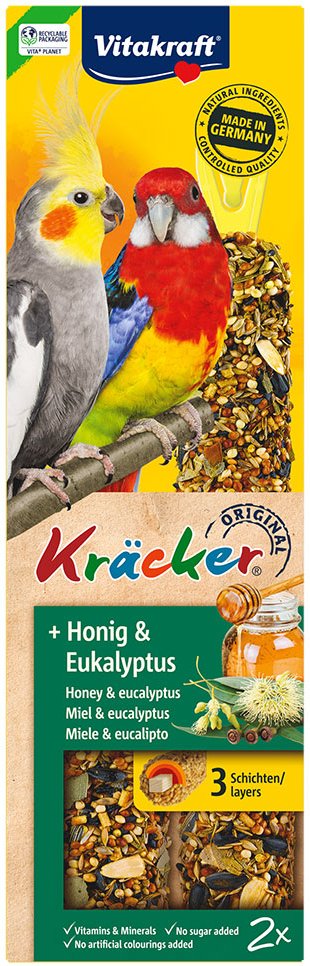 Vitakraft Kräcker Großsittich - 2 x 2 Sticks Honig & Eukalyptus