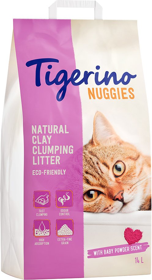 Tigerino Nuggies Katzenstreu – Babypuderduft - Sparpaket 2 x 14 l