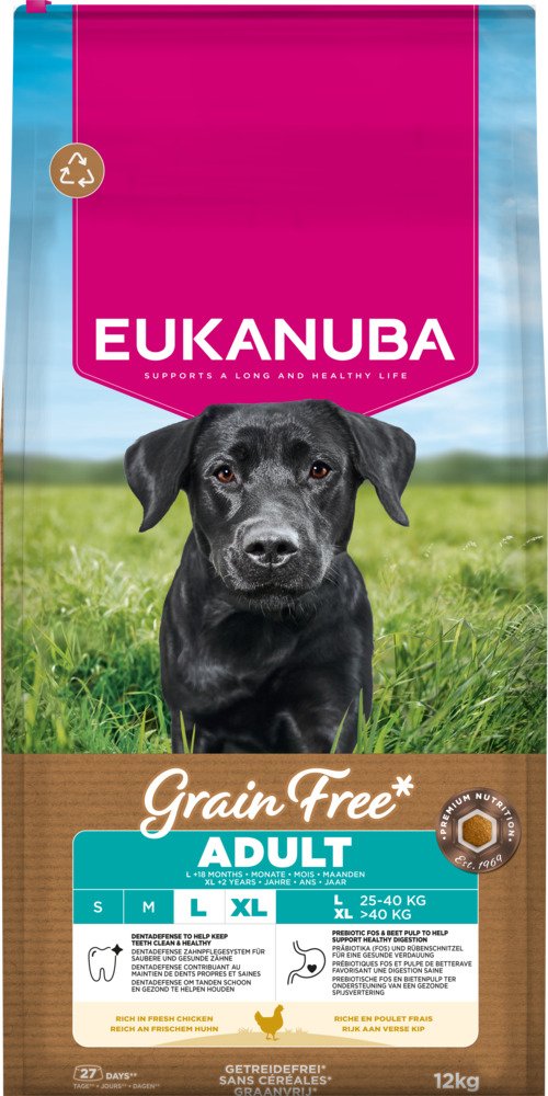 Eukanuba Grain Free Adult Large mit Huhn - Sparpaket: 2 x 12 kg